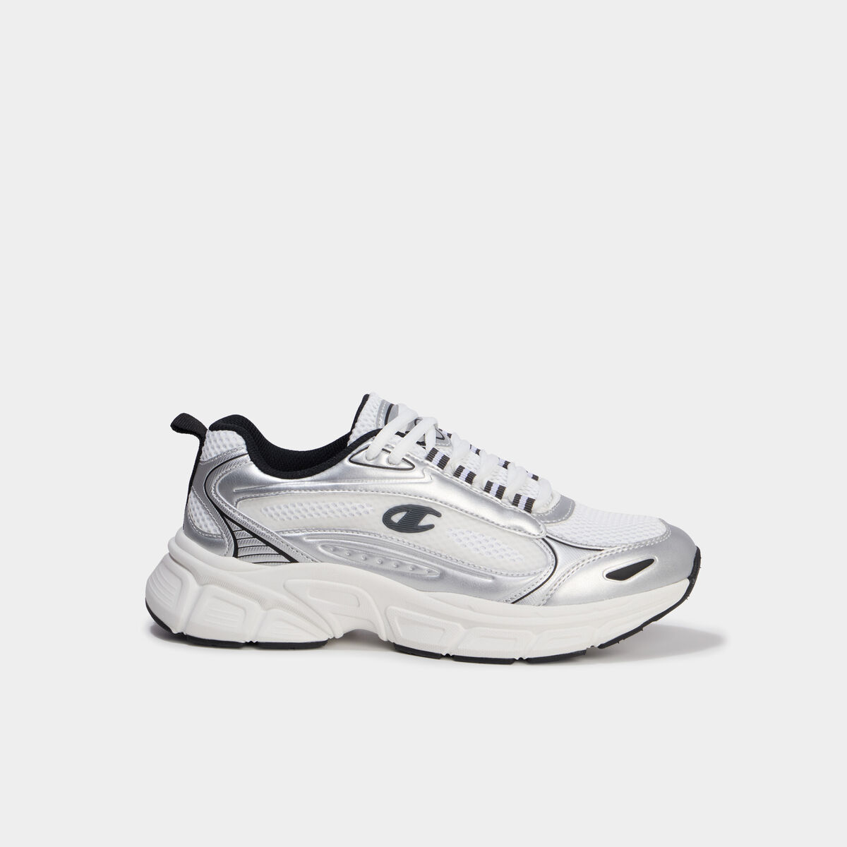 Baskets running &agrave; lacets Champion gris argent femme