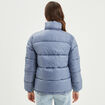Doudoune col montant zippée bleu gris femme
