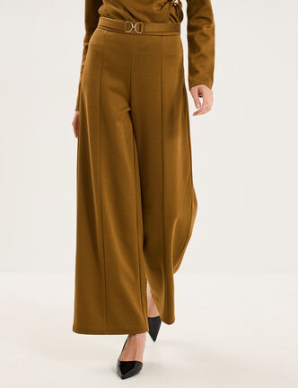 Pantalon large avec boucle vert olive femme