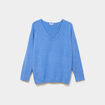 Pull col en V manches longues bleu femme grande taille