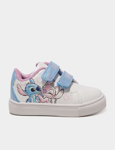 Tennis basses &agrave; scratchs Stitch blanc b&eacute;b&eacute; fille