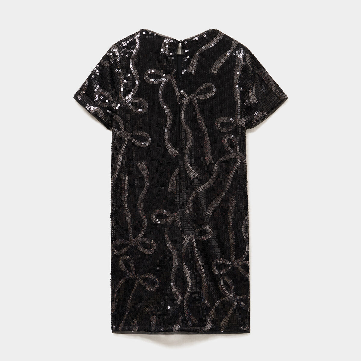Robe &agrave; sequins manches courtes noir fille