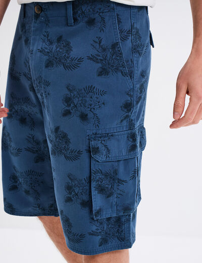 Bermuda cargo coton bleu foncé homme