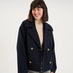 Manteau court double boutonnage bleu marine femme