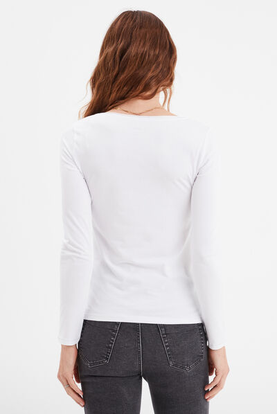 T-shirt manches longues blanc femme