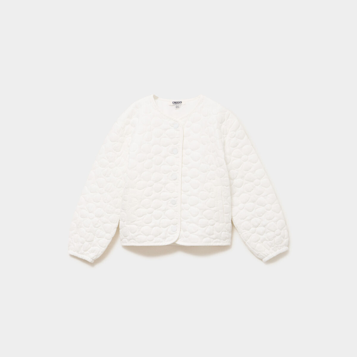 Gilet matelass&eacute; boutonn&eacute; coton ivoire fille