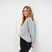 Pull col rond manches longues gris femme