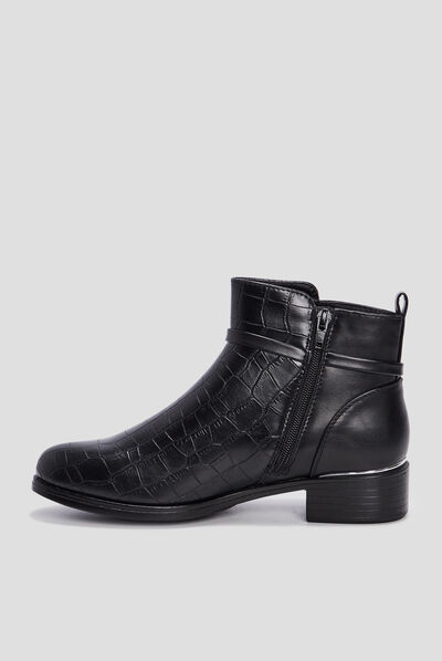 Bottines plates zippées noir femme