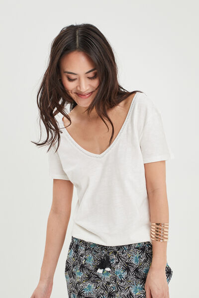 T-shirt à manches courtes blanc femme