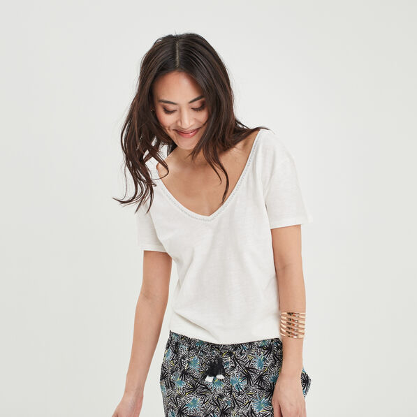 t shirt a manches courtes blanc femme T-shirt à manches courtes blanc femme