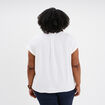 Blouse col V manches courtes mélange lin blanc femme grande taille