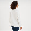 Sweat molleton col rond manches longues blanc femme