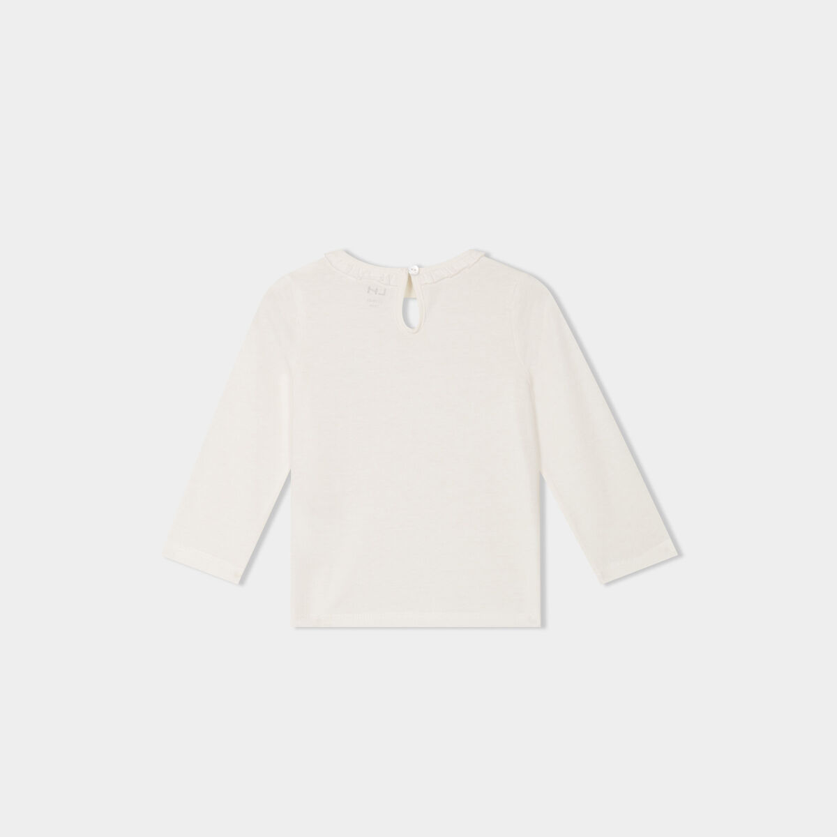 Lot 3 t-shirts col rond &agrave; volants coton blanc b&eacute;b&eacute; fille