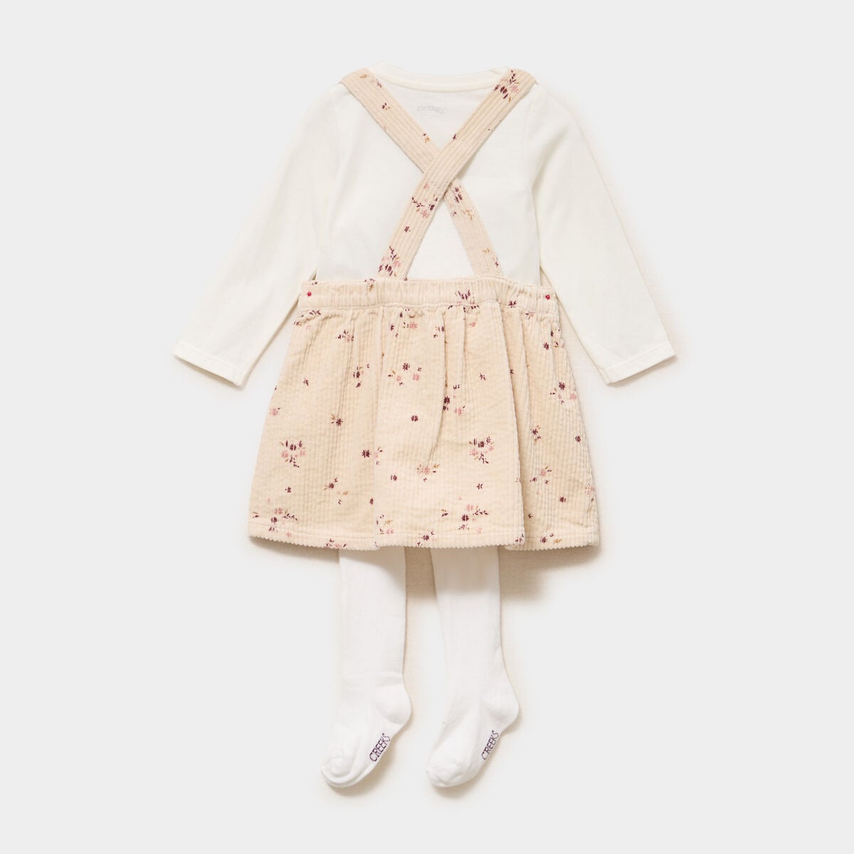 Ensemble 3 pi&egrave;ces avec robe velours ficelle b&eacute;b&eacute; fille