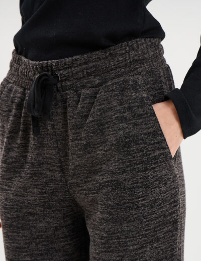 Pantalon jogging 7/8&egrave;me gris fonc&eacute; femme