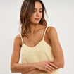 Haut de pyjama d&eacute;bardeur gaze de coton jaune clair femme