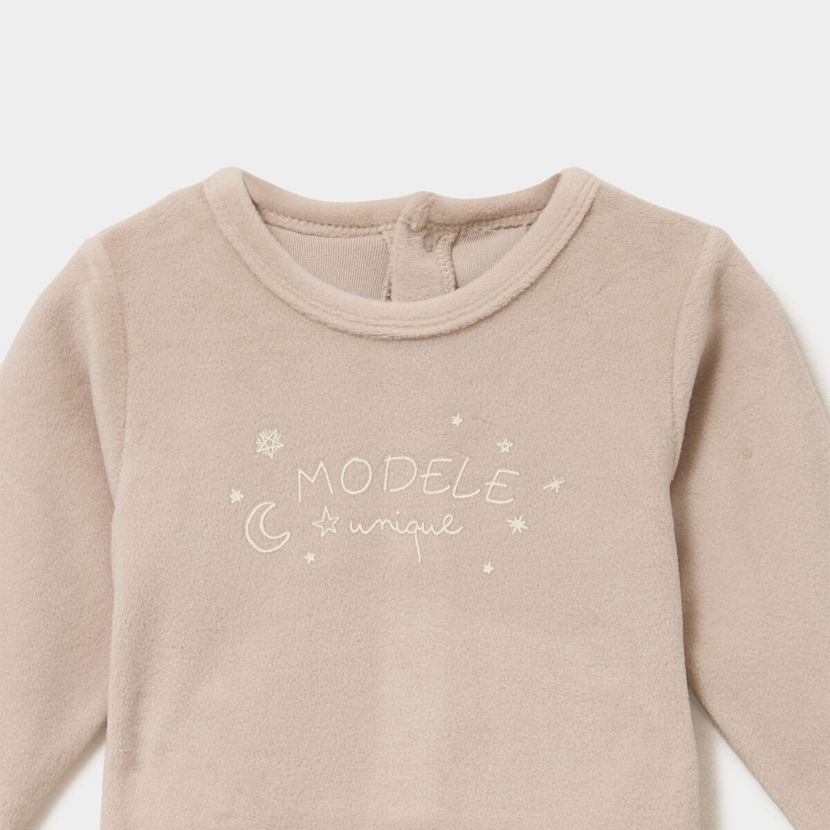 Dors-bien effet velours manches longues beige b&eacute;b&eacute;