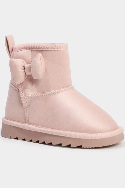 Boots fourr&eacute;es avec noeuds rose fille