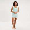 D&eacute;bardeur col rond droit coton bleu turquoise femme