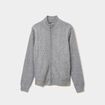 Gilet &agrave; torsades et col montant gris clair homme