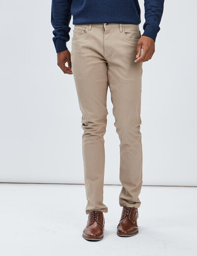 Pantalon droit en coton stretch sable homme