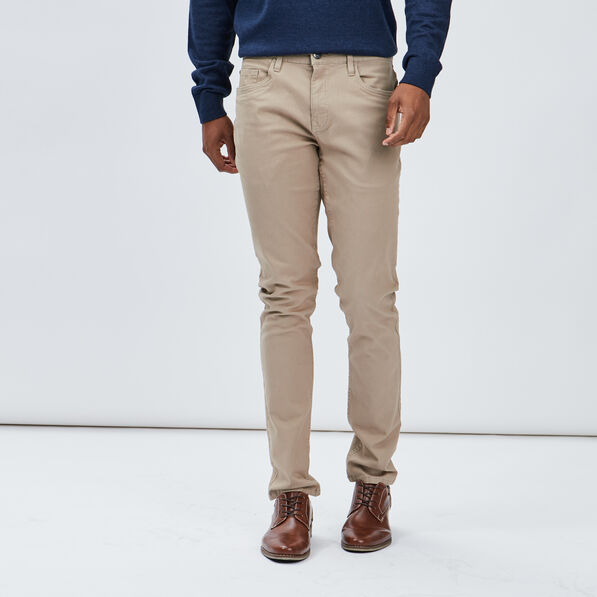 Pantalon droit en coton stretch sable homme