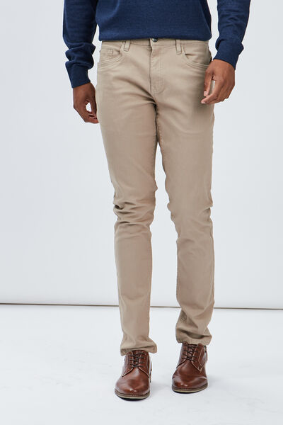 Pantalon droit en coton stretch sable homme