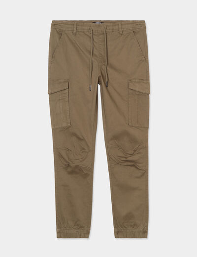 Pantalon cargo slim vert kaki homme