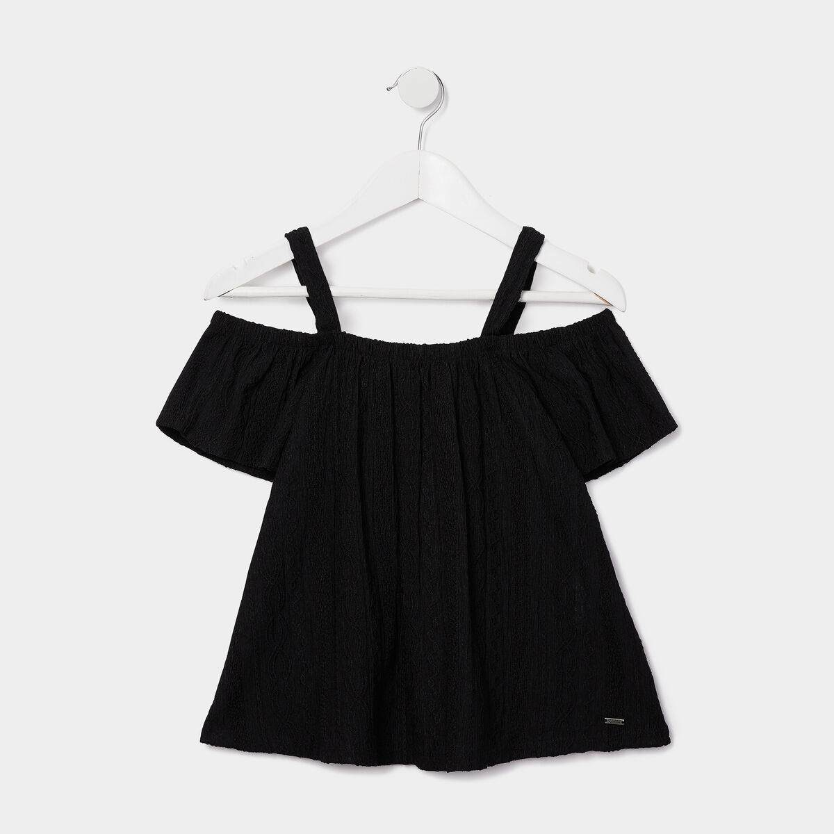 T-shirt manches courtes col bardot noir fille