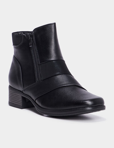 Bottines à talons fermeture zippée noir femme