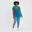 T-shirt manches courtes col V bleu canard femme grande taille