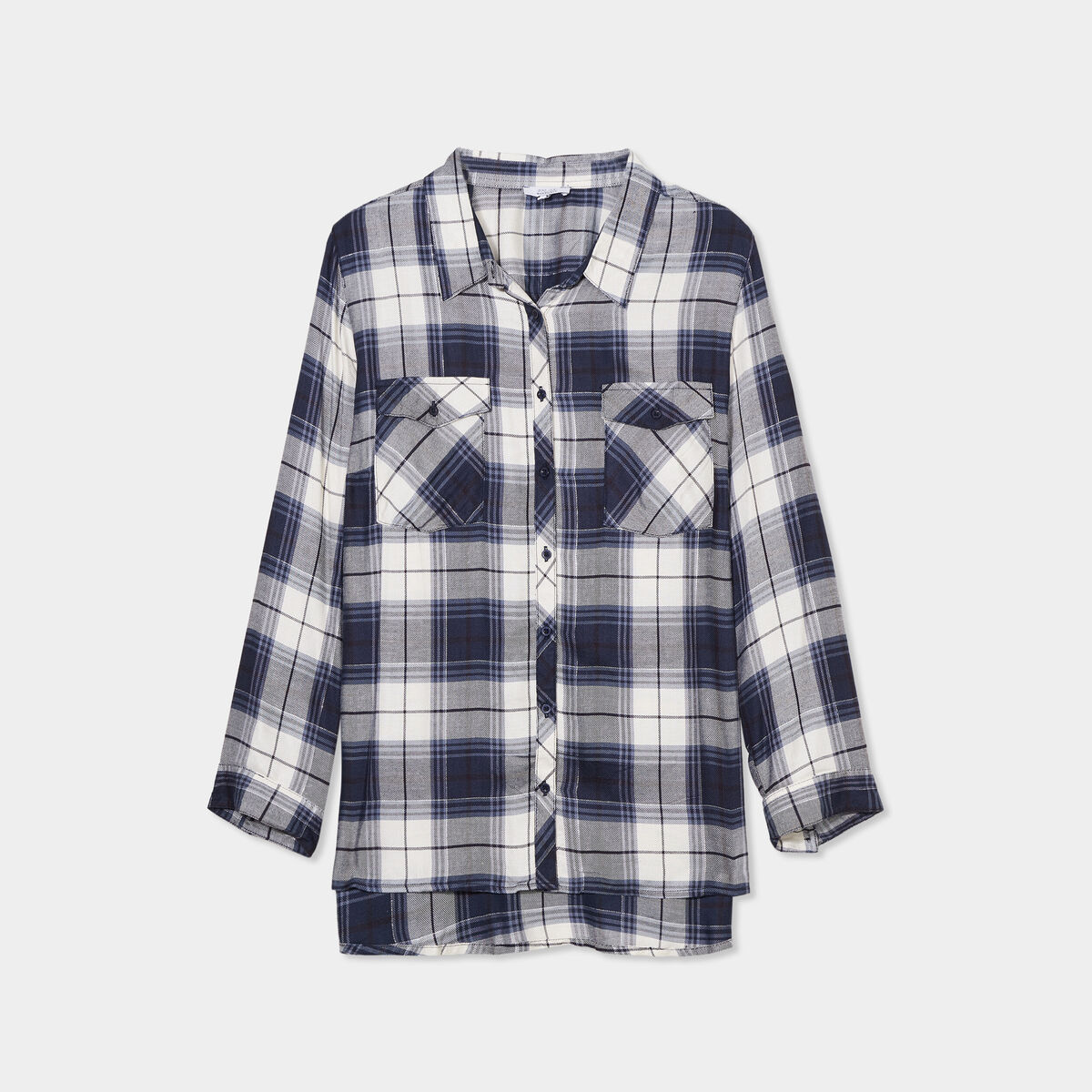 Chemise fluide manches longues bleu marine femme grande taille