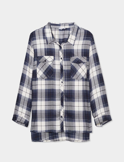 Chemise fluide manches longues bleu marine femme grande taille