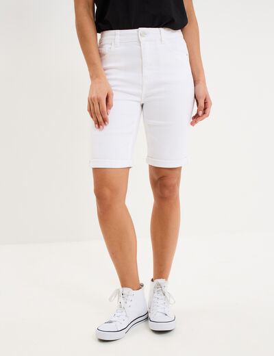 Bermuda en jean slim ecru femme