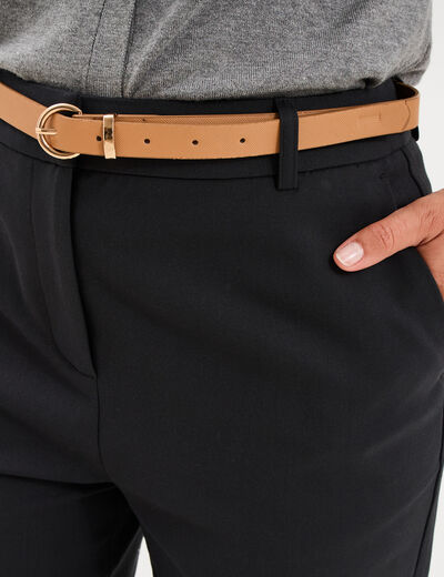Pantalon chino ceinture amovible noir femme