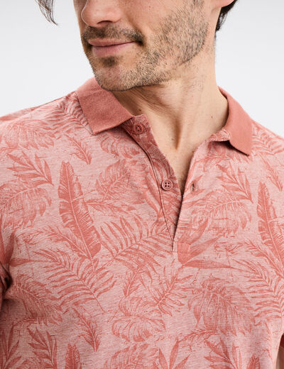 Polo droit manches courtes coton Creeks vieux rose homme