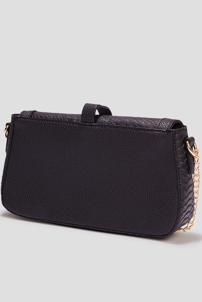 Sac bandoulière aspect croco noir femme