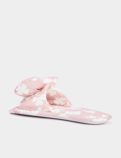 Chaussons mules à noeuds rose femme