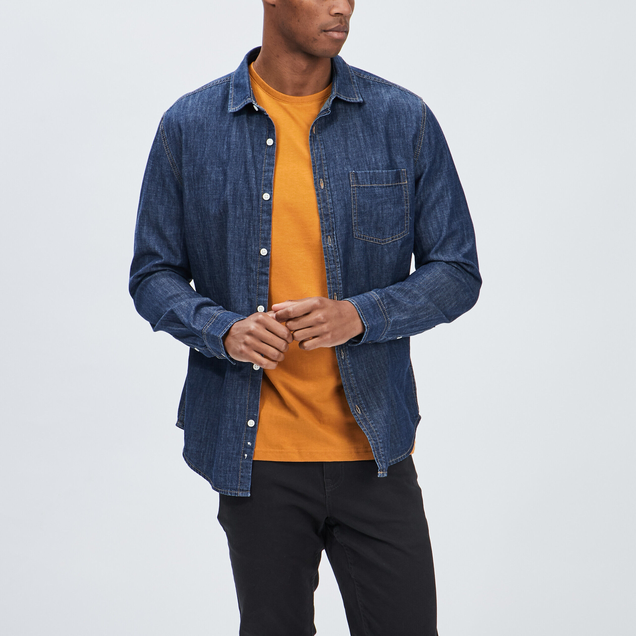 Chemise droite manches longues denim stone homme LH