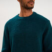 Pull col rond manches longues bleu canard homme