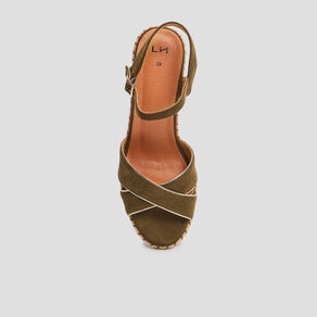 sandales a talons compenses vert kaki femme Sandales à talons compensés vert kaki femme