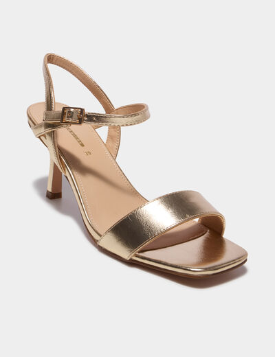 Sandales &agrave; talons aiguilles avec bride jaune or femme