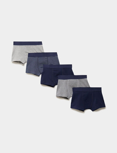 Lot 5 boxers coton majoritaire bleu marine gar&ccedil;on