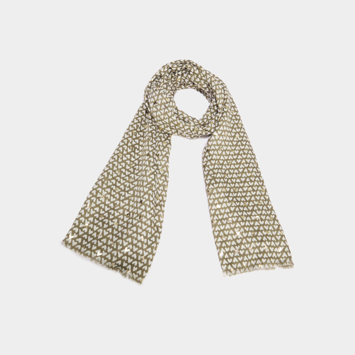 Foulard rectangulaire vert kaki femme