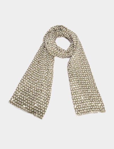 Foulard rectangulaire vert kaki femme