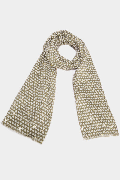 Foulard rectangulaire vert kaki femme