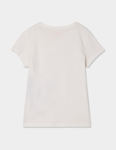 T-shirt col rond manches courtes coton ivoire fille