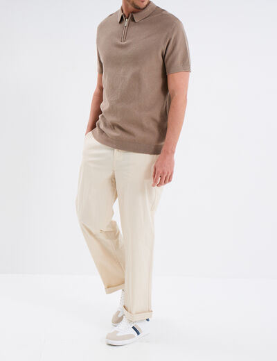Pantalon chino relax coton beige homme
