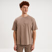 T-shirt col rond coupe relax coton &eacute;pais gris homme