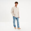 Chemise col mao lin m&eacute;lang&eacute; gris clair homme